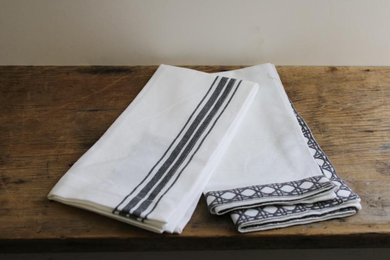 photo of new w/ tags Williams Sonoma cotton napkins, single napkins, grey & white #1