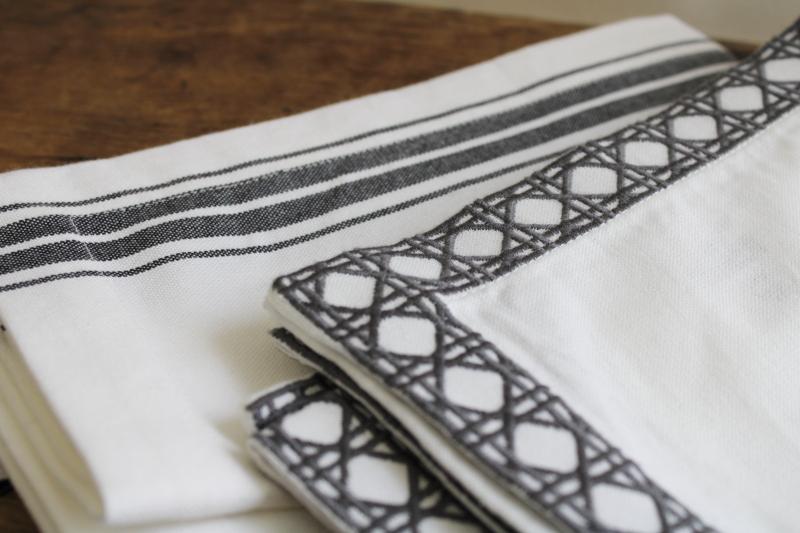 photo of new w/ tags Williams Sonoma cotton napkins, single napkins, grey & white #5