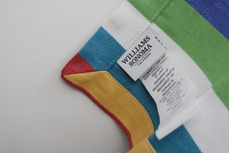 photo of new w/ tags Williams Sonoma cotton napkins, woven stripes aqua blue green red gold white #2