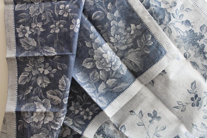 photo of new w/ tags Williams Sonoma woven jacquard napkins, indigo and light blue #3