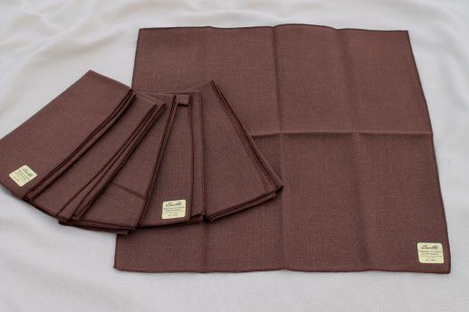 photo of new w/ tags vintage dinner napkins, 70s retro linen weave cloth napkin set #1