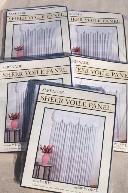 photo of new unused vintage sheer voile curtains, curtain panels long white sheers mint in pkg #1