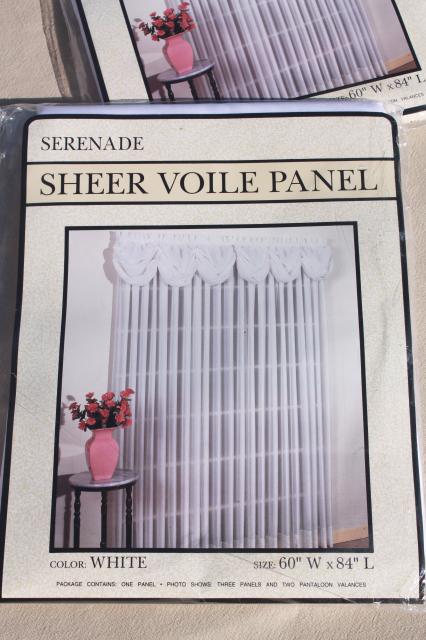 photo of new unused vintage sheer voile curtains, curtain panels long white sheers mint in pkg #2
