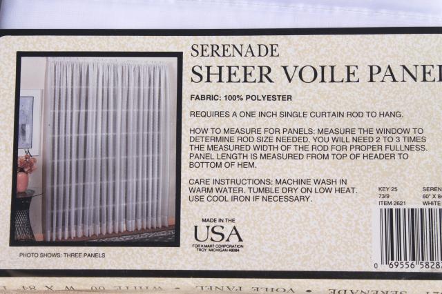 photo of new unused vintage sheer voile curtains, curtain panels long white sheers mint in pkg #5