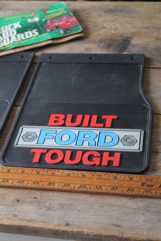 photo of new vintage Built Ford Tough Plasticolor fiberglass mud flaps guards, 10 x 14 small van or pickup truck #3