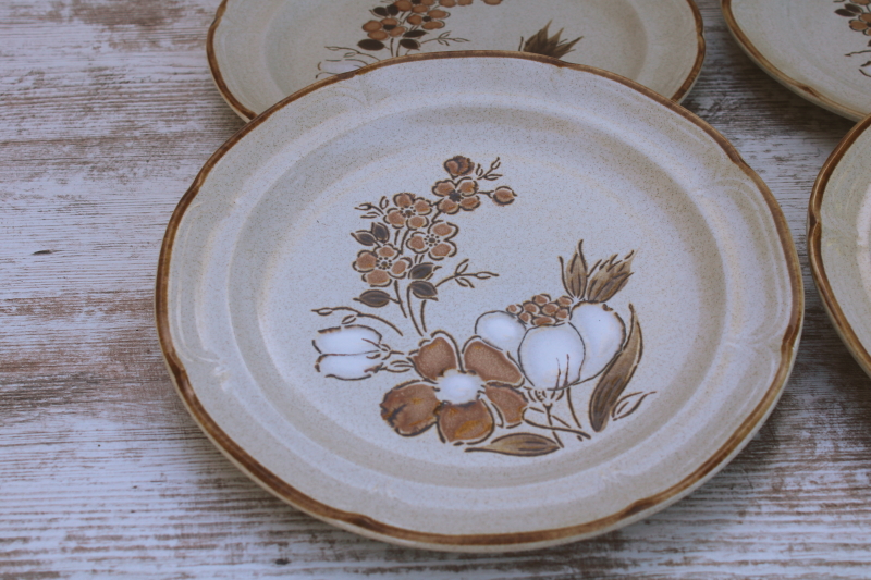 photo of new vintage Hearthside Baroque stoneware dinner plates set Autumn Fair floral neutral colors  #2