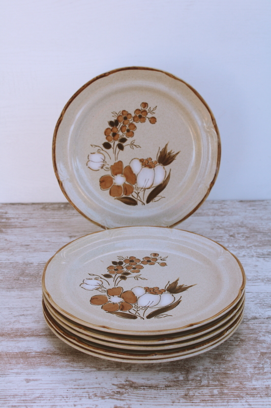 photo of new vintage Hearthside Baroque stoneware dinner plates set Autumn Fair floral neutral colors  #5