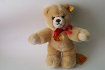 catalog photo of new w/ German tags vintage Steiff Molly, brown teddy bear 9 inches tall soft plush fur 