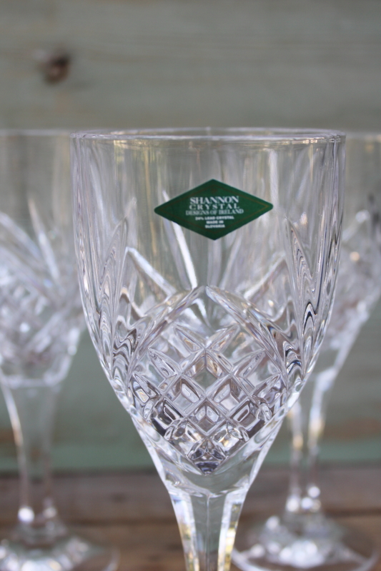 photo of new w/ labels Dublin Godinger Shannon crystal wine or water glasses, set of 8 large goblets  #2