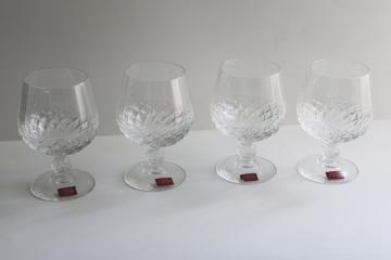 catalog photo of new with labels vintage Longchamp French crystal brandy glasses set of 4 