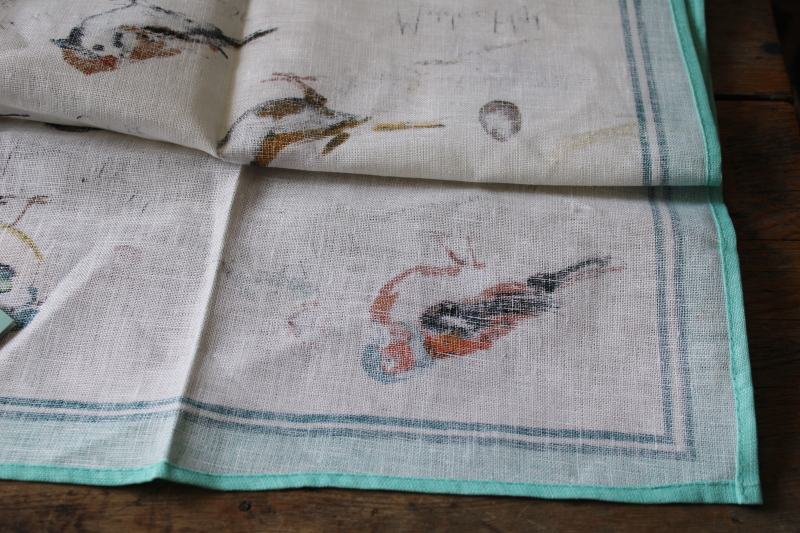 photo of new w/ tag Ulster Weavers linen tea towel Madeleine Floyd print birds w/ bird songs  #4