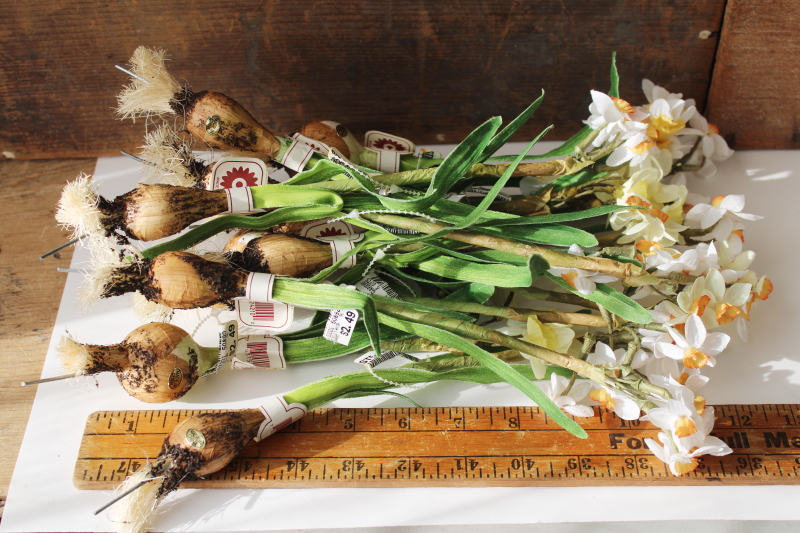 photo of new w/ tags faux flowers very realistic forcing bulbs narcissus jonquils or paper whites  #5