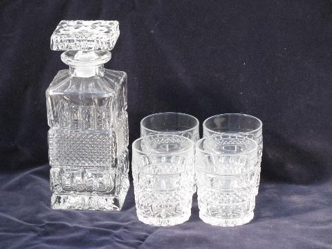 photo of newer heavy crystal glass drinks set, glasses, decanter w/ stopper #1