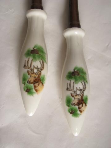 photo of north woods Wisconsin souvenir, vintage salad set w/ deer camp cabin theme #4