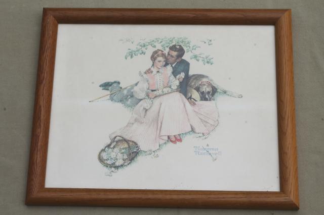 photo of oak framed Norman Rockwell prints set, four ages of love, seasons & stages of life #5