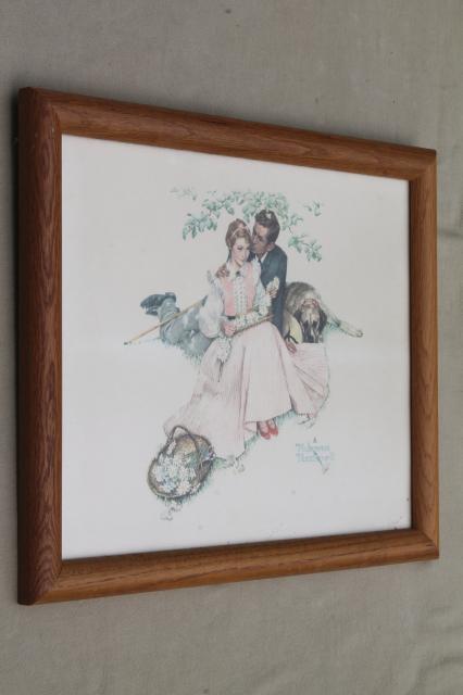 photo of oak framed Norman Rockwell prints set, four ages of love, seasons & stages of life #6