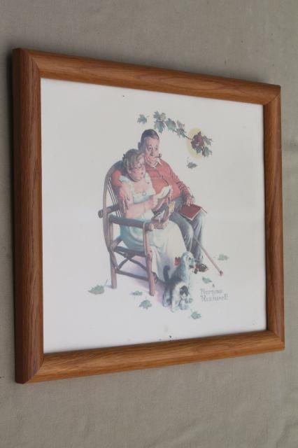 photo of oak framed Norman Rockwell prints set, four ages of love, seasons & stages of life #7