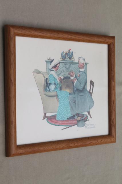 photo of oak framed Norman Rockwell prints set, four ages of love, seasons & stages of life #9