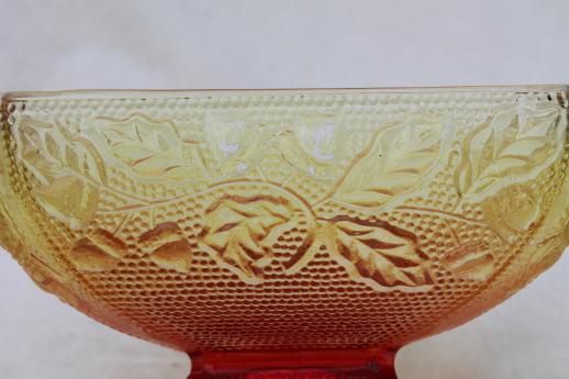 photo of oak leaf & acorn pattern glass box in fall colors, red & gold amberina #6