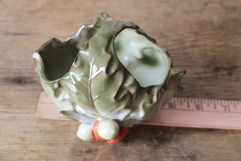 photo of oak leaf & acorns antique hand painted china basket, small trinket dish autumn decor #6