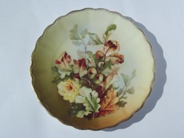 catalog photo of oak leaf and acorns vintage handpainted Bavaria china plate w/ autumn leaves