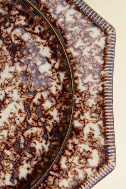 photo of octagonal spongeware plate, Metropolitan Museum of Art reproduction antique Whieldon tortoiseshell #3