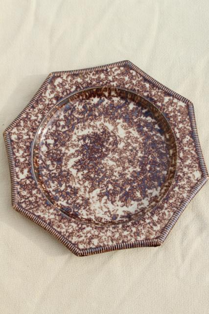 photo of octagonal spongeware plate, Metropolitan Museum of Art reproduction antique Whieldon tortoiseshell #6