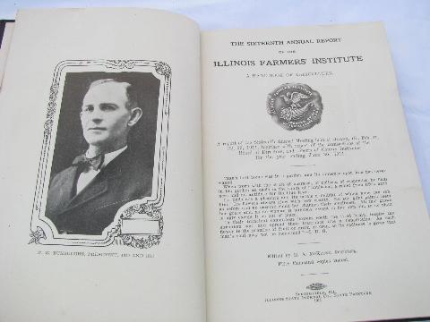 photo of old 1911 Illinois Farmers' Institute agricultural yearbook w/illustrations #2