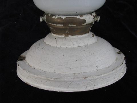 photo of old 1920s- 30s solid brass ceiling light, original vintage glass shade #2