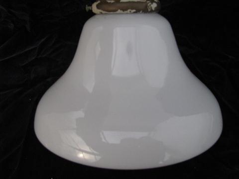 photo of old 1920s- 30s solid brass ceiling light, original vintage glass shade #3