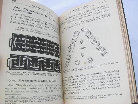 photo of old 1920s Hawkins illustrated electrical guidebook, wiring and early storage batteries #2