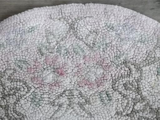 photo of old 1940s vintage hand hooked rug, faded flowers shabby cottage style #2