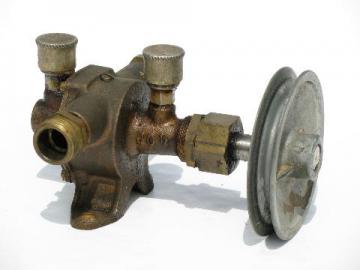 catalog photo of old 1950s solid brass Jabsco farm pump for garden irrigation etc.