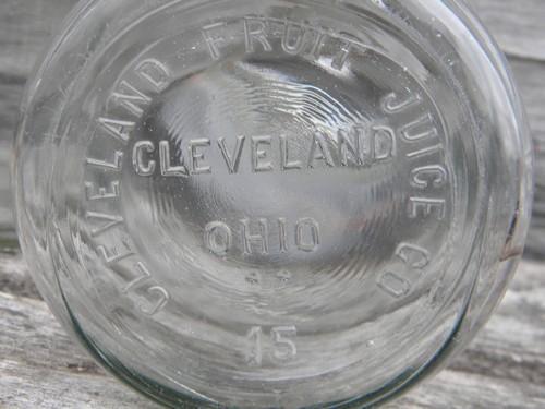 photo of old 2 qt storage canister jars w/glass lids, Cleveland Fruit Juice Co #3