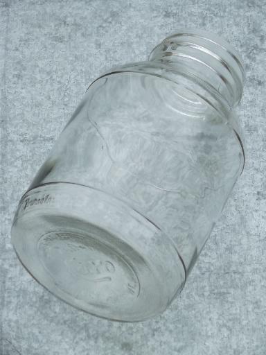 photo of old 2 quart glass jar canning jars or storage canisters, 40s 50s vintage #2