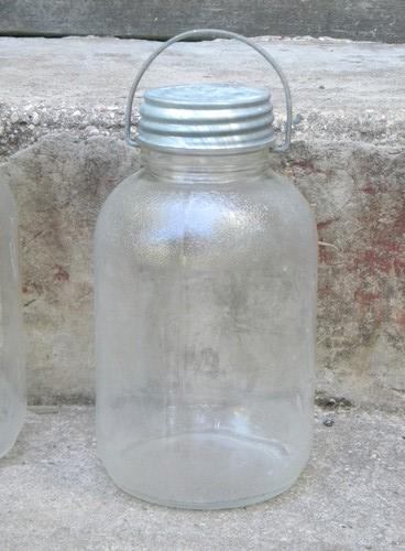 photo of old 2 quart glass pickle jars w/wire handles pantry storage canisters #2