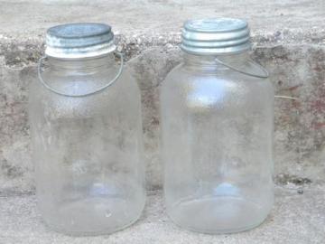 catalog photo of old 2 quart glass pickle jars w/wire handles pantry storage canisters