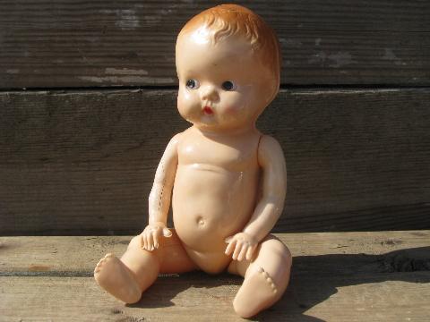 photo of old 7'' hard plastic baby doll, unmarked, 1950s vintage? #1