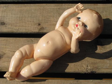 photo of old 7'' hard plastic baby doll, unmarked, 1950s vintage? #5