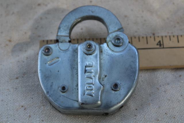 photo of old Adlake railroad lock, vintage padlock without key or chain #4