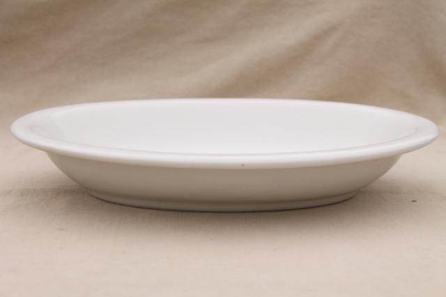 photo of old American ironstone china bowls, large oval serving dishes, plain pure white #4