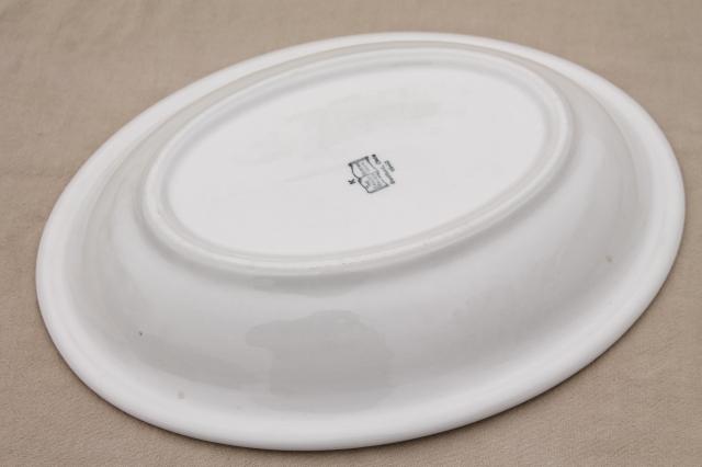 photo of old American ironstone china bowls, large oval serving dishes, plain pure white #6