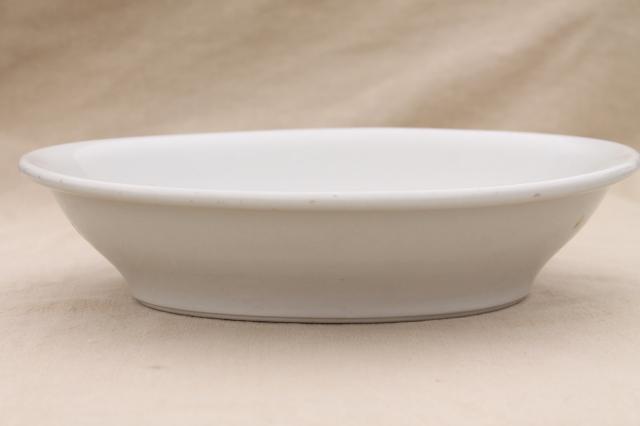 photo of old American ironstone china bowls, large oval serving dishes, plain pure white #8