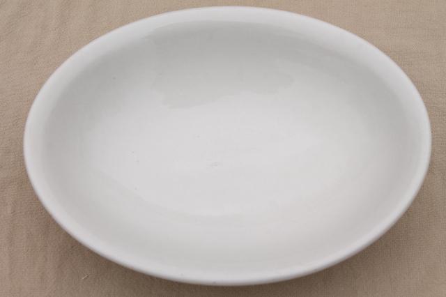 photo of old American ironstone china bowls, large oval serving dishes, plain pure white #9