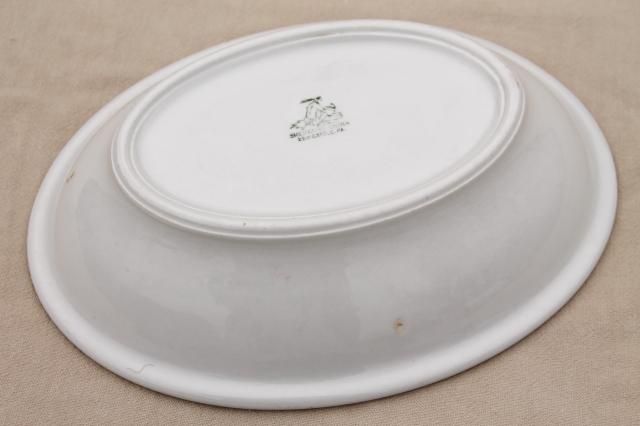 photo of old American ironstone china bowls, large oval serving dishes, plain pure white #10