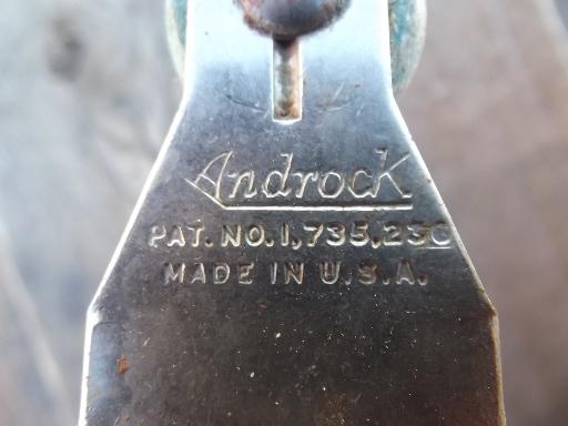 photo of old Androck wire pastry blender, kitchen hand tool w/ worn blue paint #2