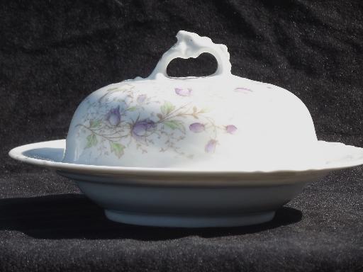 photo of old Austria china round butter or cheese dish, dome cover, plate and insert #2