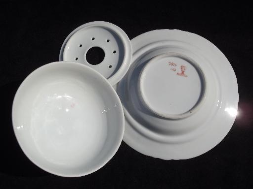 photo of old Austria china round butter or cheese dish, dome cover, plate and insert #6