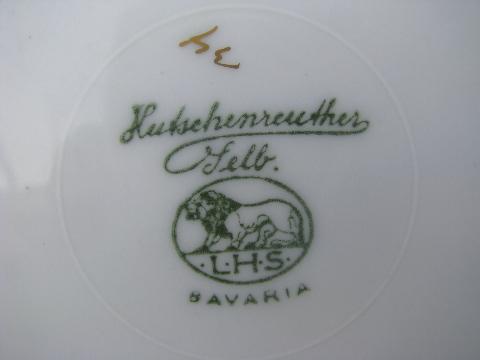 photo of old Bavaria china plates, pure white porcelain w/ gold ribbon border #5