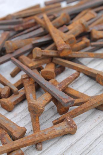 photo of old Bokar coffee can of antique square cut nails, farm primitive hardware #4